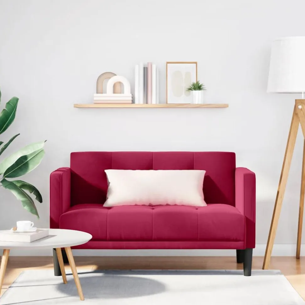 vidaXL Loveseat bank wijnrood 111 cm fluweel