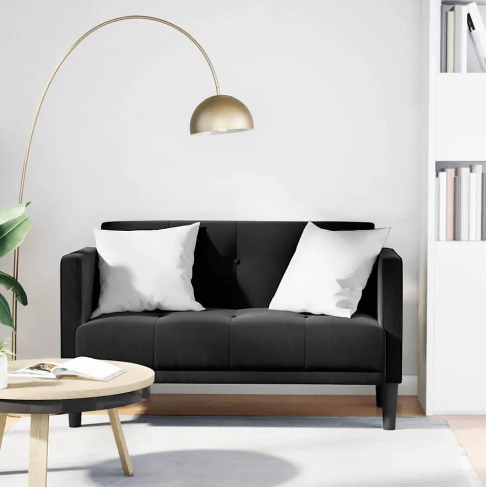 vidaXL Loveseat bank zwart 111 cm fluweel