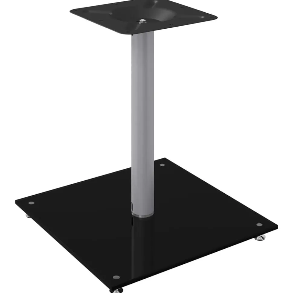vidaXL Luidsprekerstandaards 2 st 1 pijler gehard glas zwart en zilver