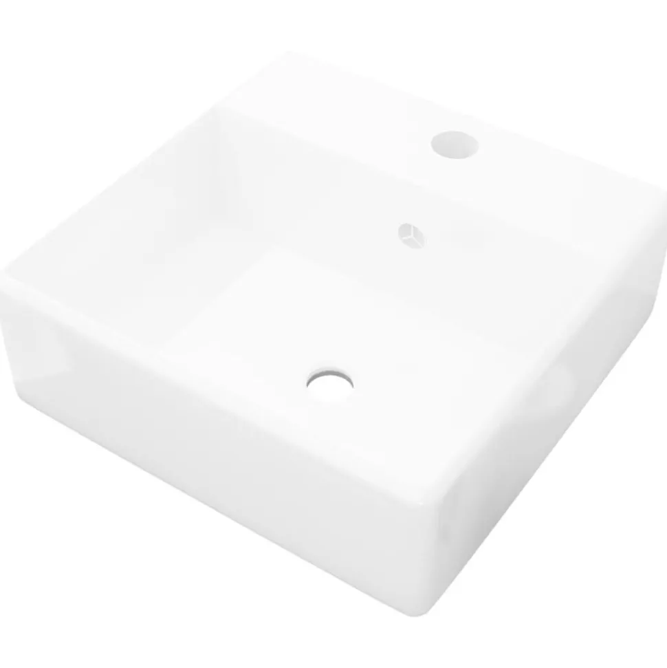 vidaXL Luxe wastafel met overloop en kraangat vierkant keramiek 41x41 cm