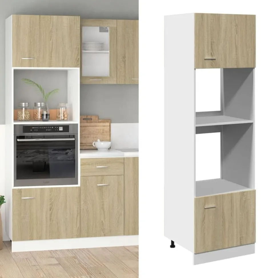 vidaXL Magnetronkast Lyon 60x57x207 cm bewerkt hout sonoma eikenkleurig