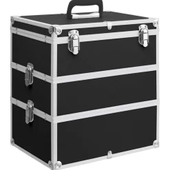 vidaXL Make-up koffer 37x24x40 cm aluminium zwart