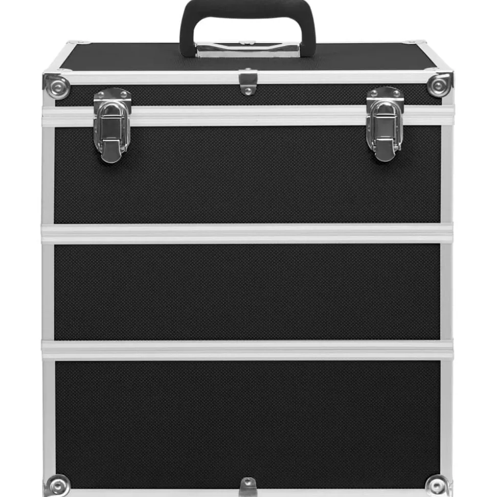 vidaXL Make-up koffer 37x24x40 cm aluminium zwart