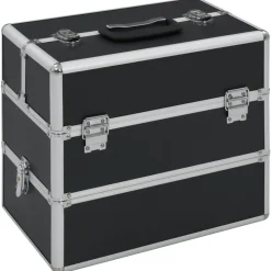 vidaXL Make-up koffer 37x24x35 cm aluminium zwart