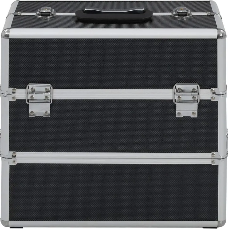vidaXL Make-up koffer 37x24x35 cm aluminium zwart