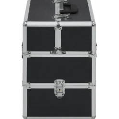 vidaXL Make-up koffer 37x24x35 cm aluminium zwart