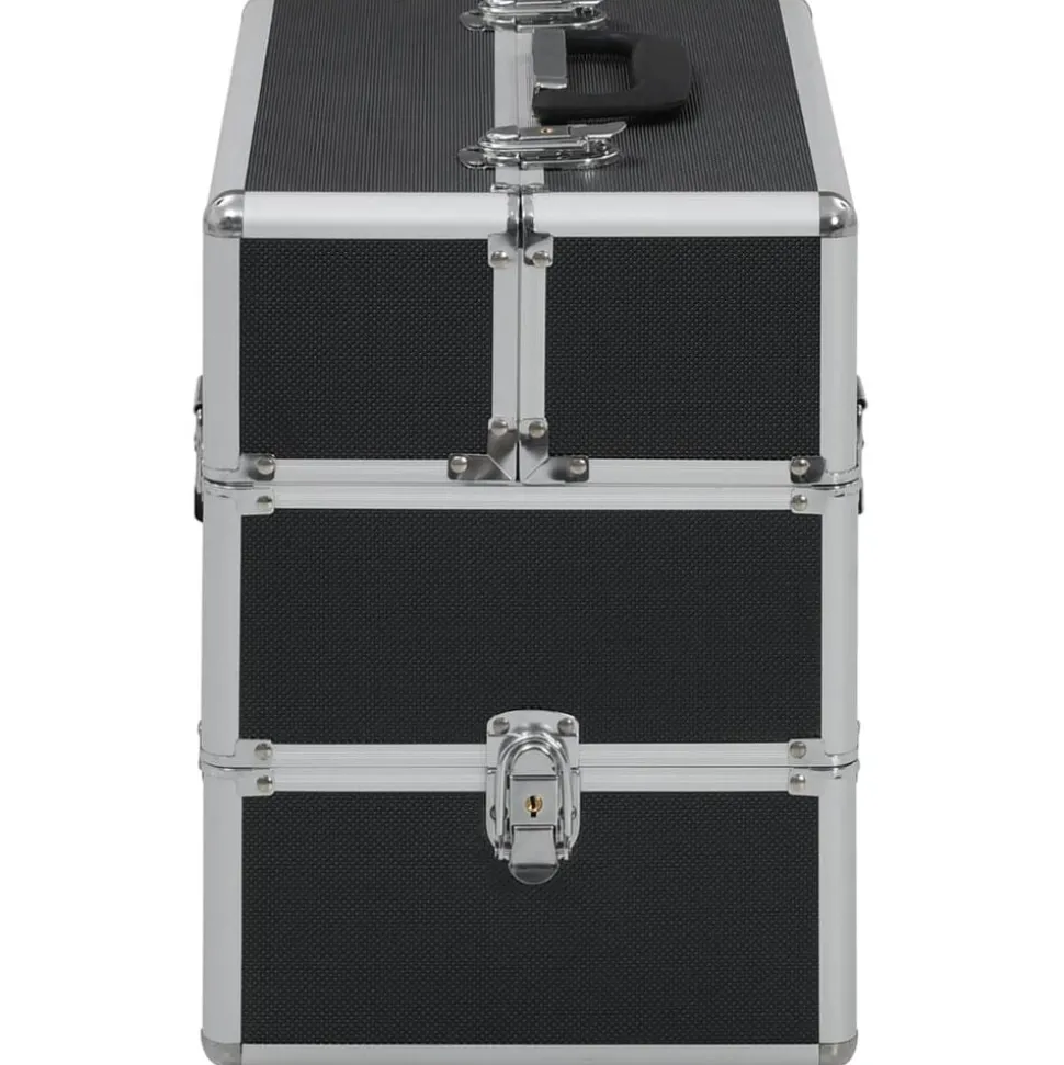 vidaXL Make-up koffer 37x24x35 cm aluminium zwart