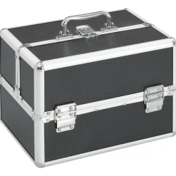 vidaXL Make-up koffer 22x30x21 cm aluminium zwart