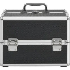 vidaXL Make-up koffer 22x30x21 cm aluminium zwart