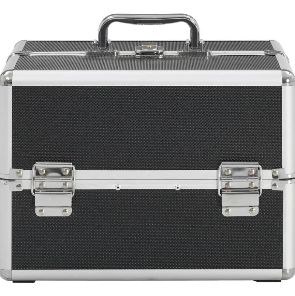 vidaXL Make-up koffer 22x30x21 cm aluminium zwart