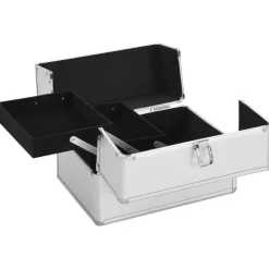 vidaXL Make-up koffer 22x30x21 cm aluminium zilverkleurig