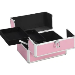 vidaXL Make-up koffer 22x30x21 cm aluminium roze