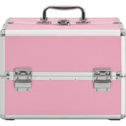 vidaXL Make-up koffer 22x30x21 cm aluminium roze