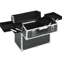 vidaXL Make-up koffer 38x23x34 cm aluminium zwart