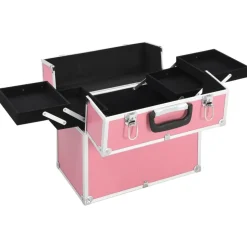 vidaXL Make-up koffer 38x23x34 cm aluminium roze
