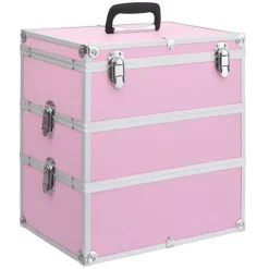 vidaXL Make-up koffer 37x24x40 cm aluminium roze