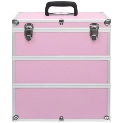 vidaXL Make-up koffer 37x24x40 cm aluminium roze