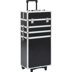 vidaXL Make-up trolley aluminium zwart met krokodillenpatroon