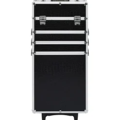 vidaXL Make-up trolley aluminium zwart met krokodillenpatroon