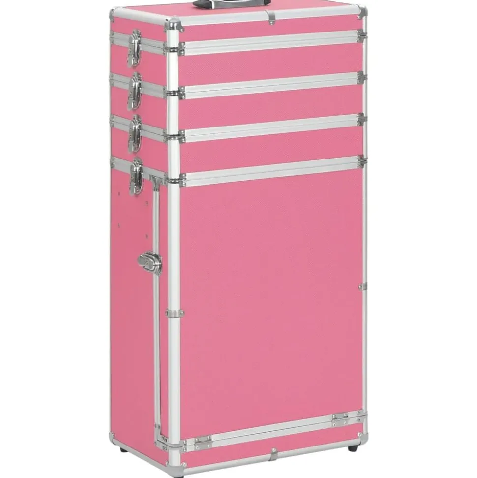 vidaXL Make-up trolley aluminium roze