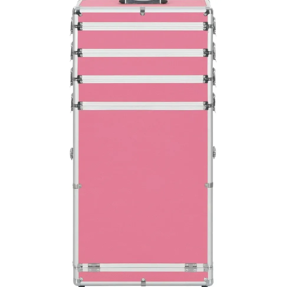 vidaXL Make-up trolley aluminium roze