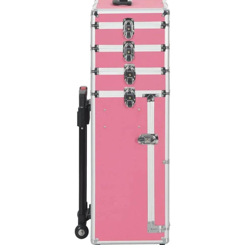 vidaXL Make-up trolley aluminium roze