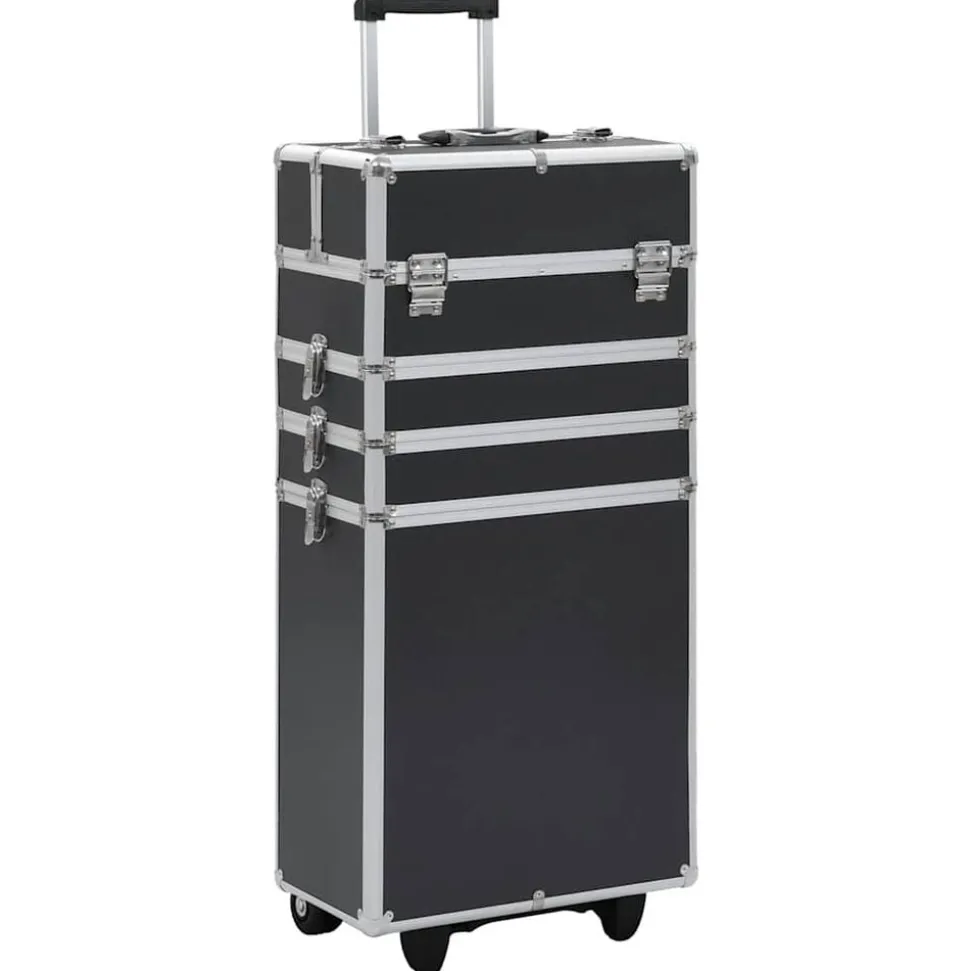 vidaXL Make-up trolley aluminium zwart