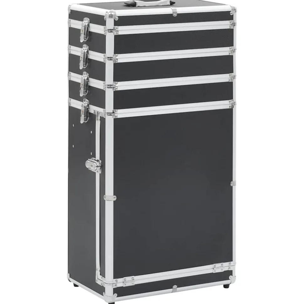 vidaXL Make-up trolley aluminium zwart
