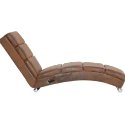 vidaXL Massage chaise longue kunstsuède bruin