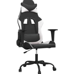 vidaXL Massage gamestoel kunstleer zwart en wit