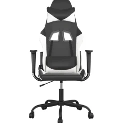 vidaXL Massage gamestoel kunstleer zwart en wit