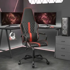vidaXL Massage gamestoel kunstleer zwart en rood
