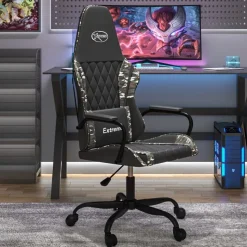 vidaXL Massage gamestoel kunstleer zwart en camouflage