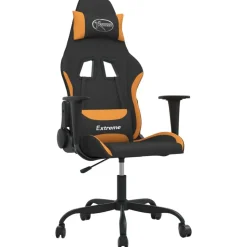 vidaXL Massage gamestoel stof zwart en oranje