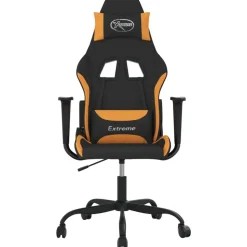vidaXL Massage gamestoel stof zwart en oranje