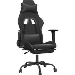 vidaXL Massage gamestoel met voetensteun kunstleer zwart