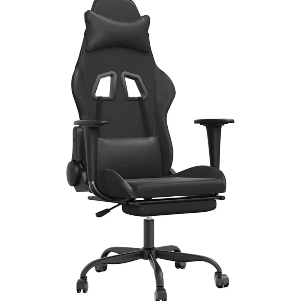 vidaXL Massage gamestoel met voetensteun kunstleer zwart