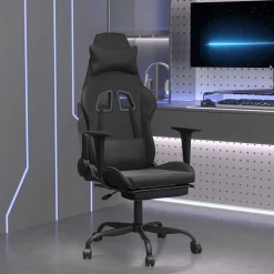 vidaXL Massage gamestoel met voetensteun kunstleer zwart