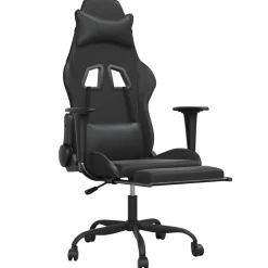 vidaXL Massage gamestoel met voetensteun kunstleer zwart