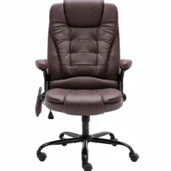 vidaXL Massagekantoorstoel kunstsuède donkerbruin