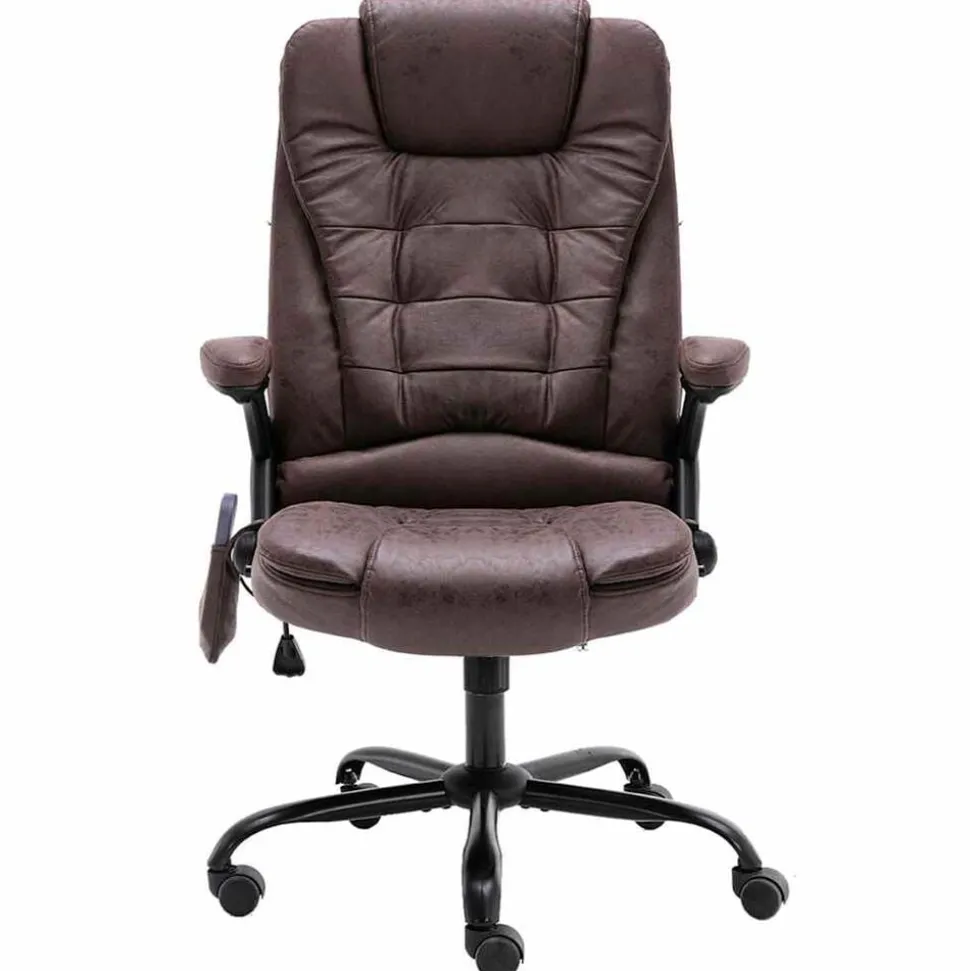 vidaXL Massagekantoorstoel kunstsuède donkerbruin