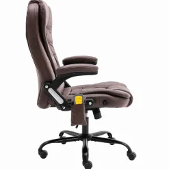 vidaXL Massagekantoorstoel kunstsuède donkerbruin
