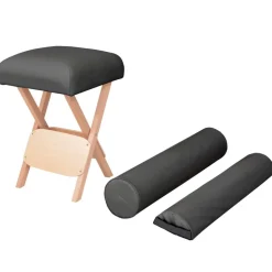 vidaXL Massagekruk met 12 cm dikke zitting 2 bolsters inklapbaar zwart