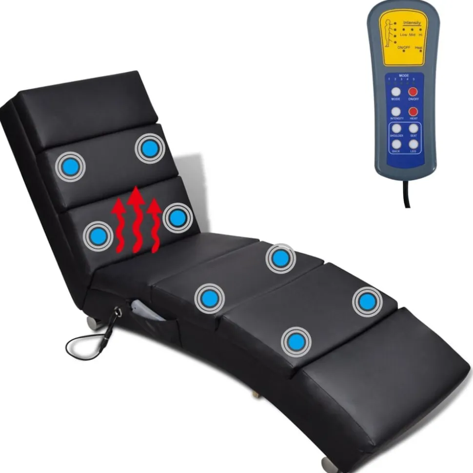vidaXL Massagelounger kunstleer zwart