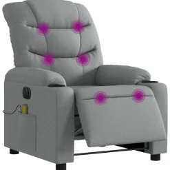 vidaXL Massagestoel elektrisch verstelbaar stof lichtgrijs