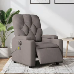 vidaXL Massagestoel elektrisch verstelbaar stof taupe