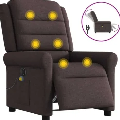 vidaXL Massagestoel elektrisch verstelbaar stof donkerbruin