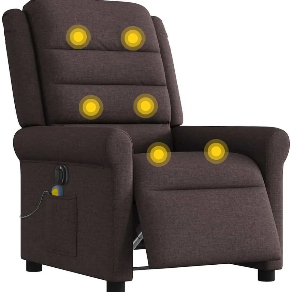 vidaXL Massagestoel elektrisch verstelbaar stof donkerbruin
