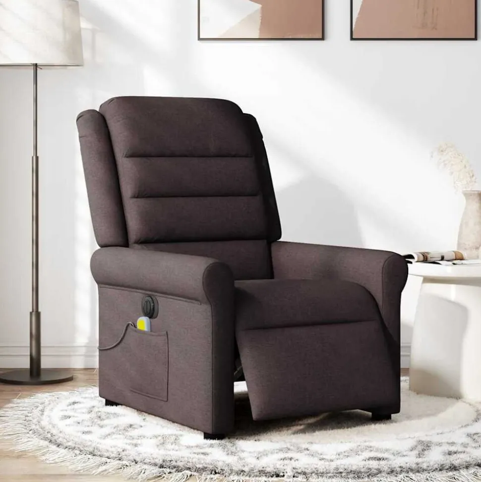 vidaXL Massagestoel elektrisch verstelbaar stof donkerbruin