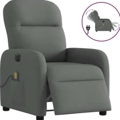 vidaXL Massagestoel elektrisch verstelbaar stof donkergrijs